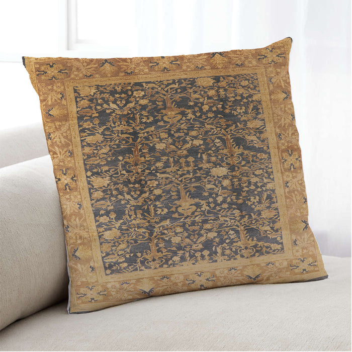 Lifestyle Image of Mid-Century Modern Urban Square Orange Throw Pillow, 18 inch by 18 inch, pwurb532