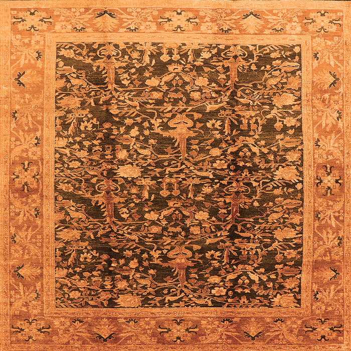 Square Oriental Orange Traditional Rug, urb532org
