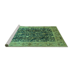 Sideview of Machine Washable Oriental Turquoise Traditional Area Rugs, wshurb532turq