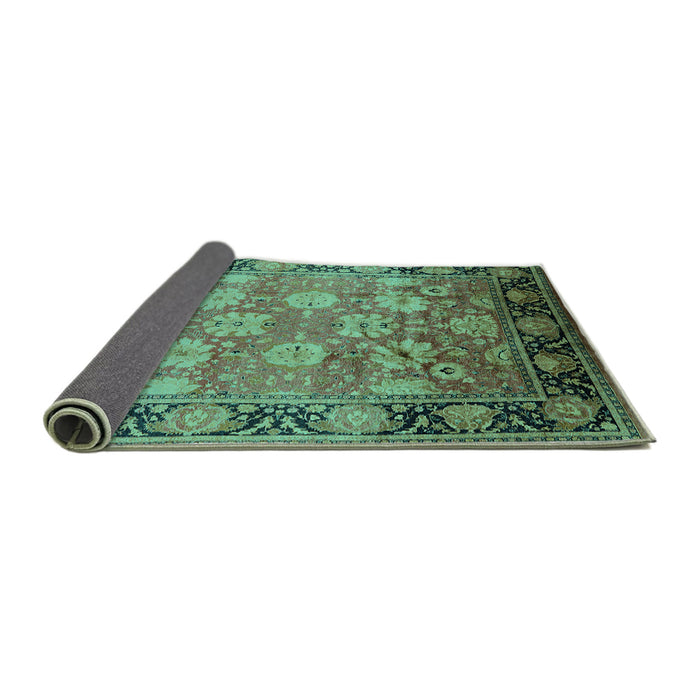 Sideview of Oriental Turquoise Traditional Rug, urb533turq