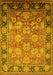 Machine Washable Oriental Yellow Traditional Rug, wshurb533yw