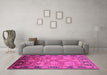 Machine Washable Oriental Pink Traditional Rug in a Living Room, wshurb533pnk