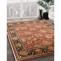 Mid-Century Modern Brown Sand Brown Oriental Rug, urb533