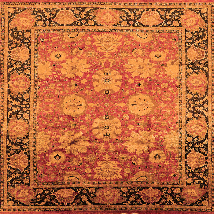 Square Oriental Orange Traditional Rug, urb533org