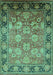 Machine Washable Oriental Turquoise Traditional Area Rugs, wshurb533turq