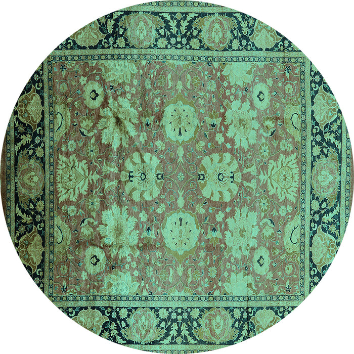 Round Oriental Turquoise Traditional Rug, urb533turq