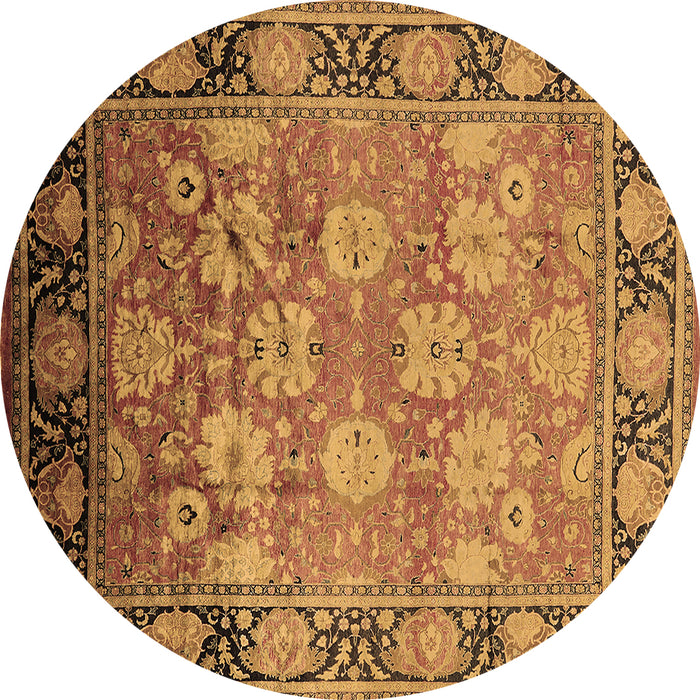 Round Oriental Brown Traditional Rug, urb533brn