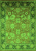 Machine Washable Oriental Green Traditional Area Rugs, wshurb533grn