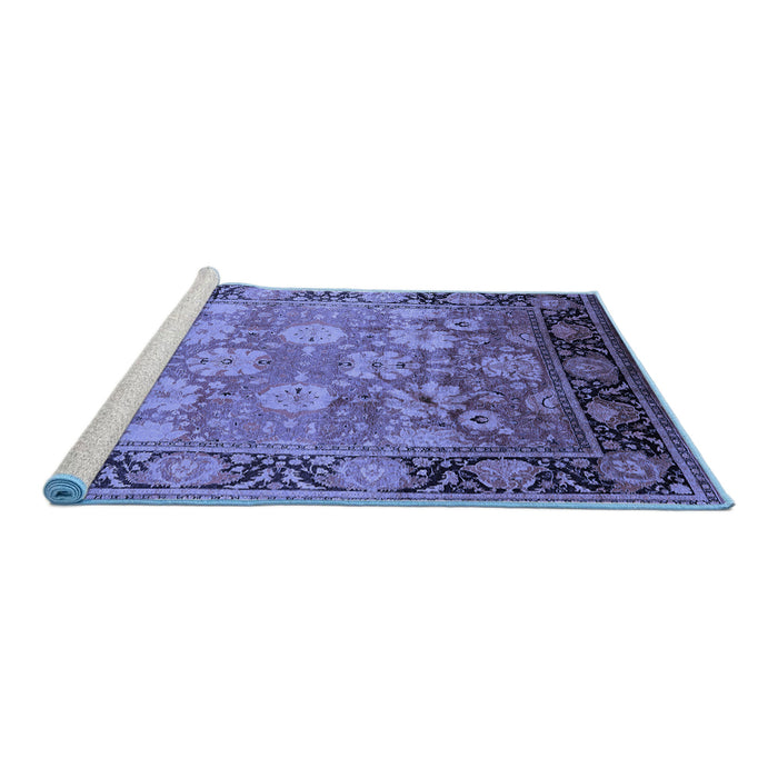 Sideview of Machine Washable Oriental Blue Traditional Rug, wshurb533blu