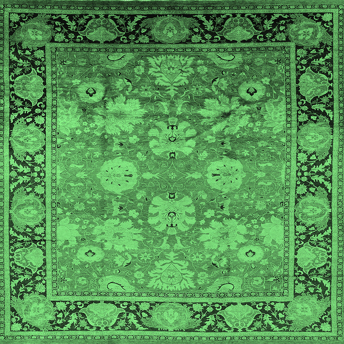 Square Oriental Emerald Green Traditional Rug, urb533emgrn