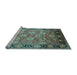 Sideview of Machine Washable Oriental Light Blue Traditional Rug, wshurb533lblu