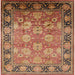 Square Mid-Century Modern Brown Sand Brown Oriental Rug, urb533