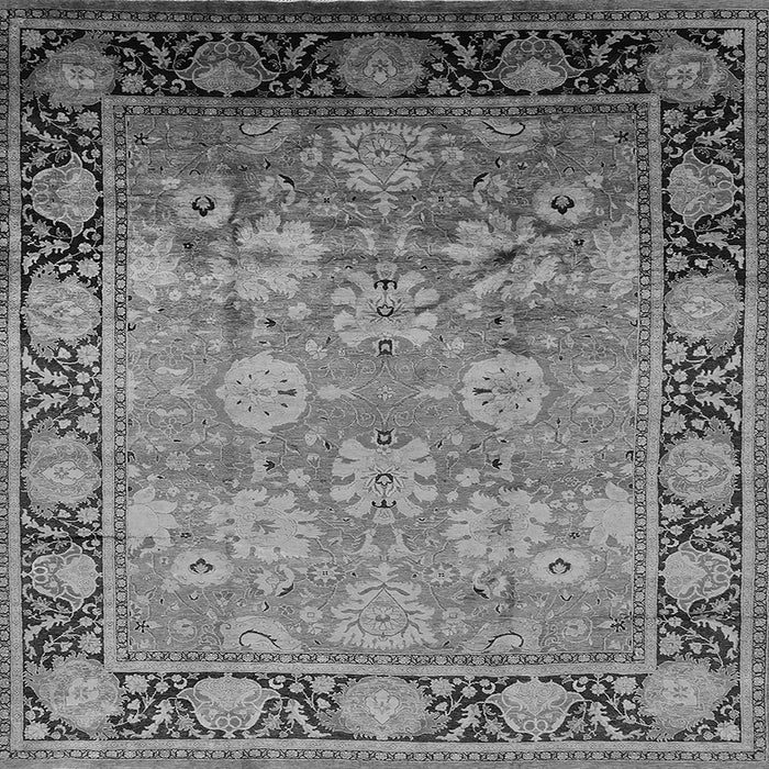 Square Machine Washable Oriental Gray Traditional Rug, wshurb533gry