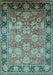 Machine Washable Oriental Light Blue Traditional Rug, wshurb533lblu