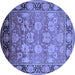 Round Machine Washable Oriental Blue Traditional Rug, wshurb533blu