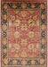 Mid-Century Modern Brown Sand Brown Oriental Rug, urb533
