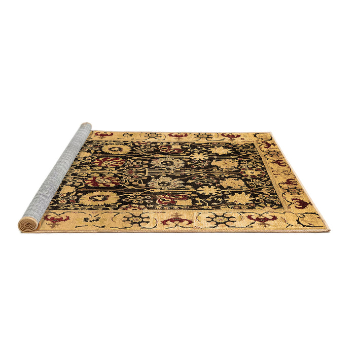 Sideview of Machine Washable Oriental Brown Traditional Rug, wshurb534brn