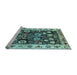 Sideview of Machine Washable Oriental Light Blue Traditional Rug, wshurb534lblu