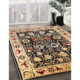 Mid-Century Modern Bakers Brown Oriental Rug in Family Room, urb534
