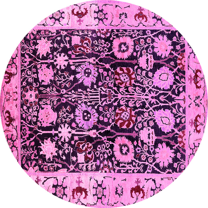 Round Oriental Pink Traditional Rug, urb534pnk