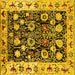 Square Machine Washable Oriental Yellow Traditional Rug, wshurb534yw