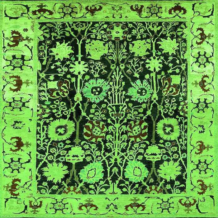 Square Oriental Green Traditional Rug, urb534grn