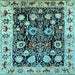 Square Oriental Light Blue Traditional Rug, urb534lblu