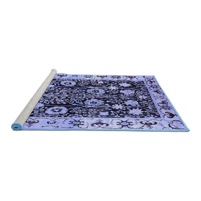 Sideview of Machine Washable Oriental Blue Traditional Rug, wshurb534blu