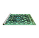 Sideview of Machine Washable Oriental Turquoise Traditional Area Rugs, wshurb534turq