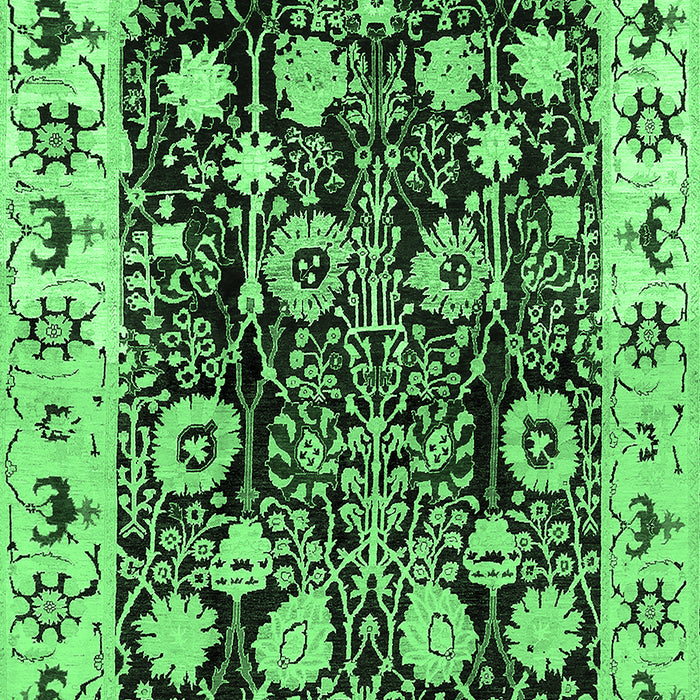 Machine Washable Oriental Emerald Green Traditional Area Rugs, wshurb534emgrn