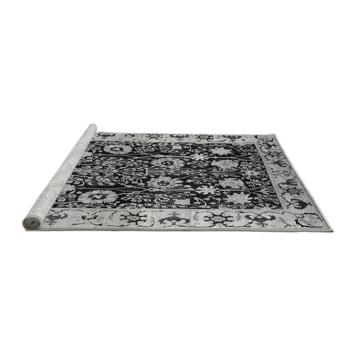 Sideview of Machine Washable Oriental Gray Traditional Rug, wshurb534gry