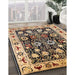 Mid-Century Modern Bakers Brown Oriental Rug in Family Room, urb534