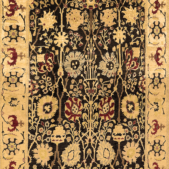 Machine Washable Oriental Brown Traditional Rug, wshurb534brn