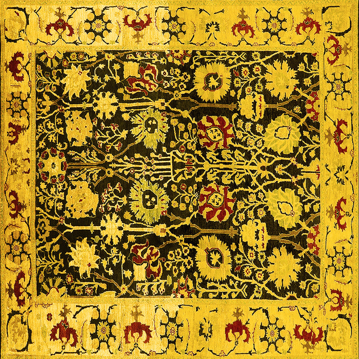 Square Oriental Yellow Traditional Rug, urb534yw