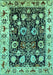 Machine Washable Oriental Turquoise Traditional Area Rugs, wshurb534turq