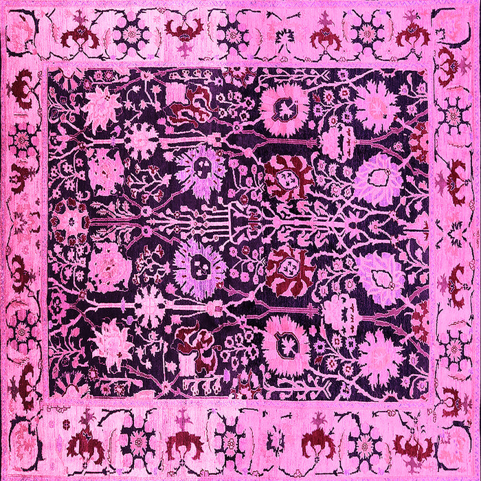 Square Oriental Pink Traditional Rug, urb534pnk