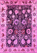 Machine Washable Oriental Pink Traditional Rug, wshurb534pnk