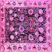 Square Machine Washable Oriental Pink Traditional Rug, wshurb534pnk