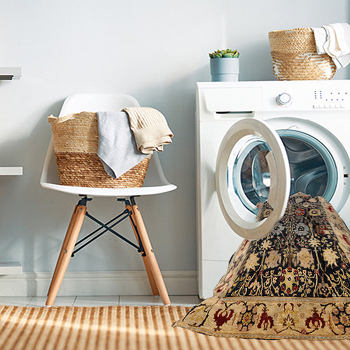 Machine Washable Industrial Modern Bakers Brown Rug in a Washing Machine, wshurb534