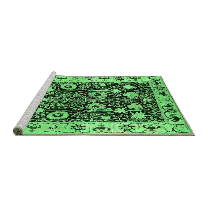 Sideview of Machine Washable Oriental Emerald Green Traditional Area Rugs, wshurb534emgrn