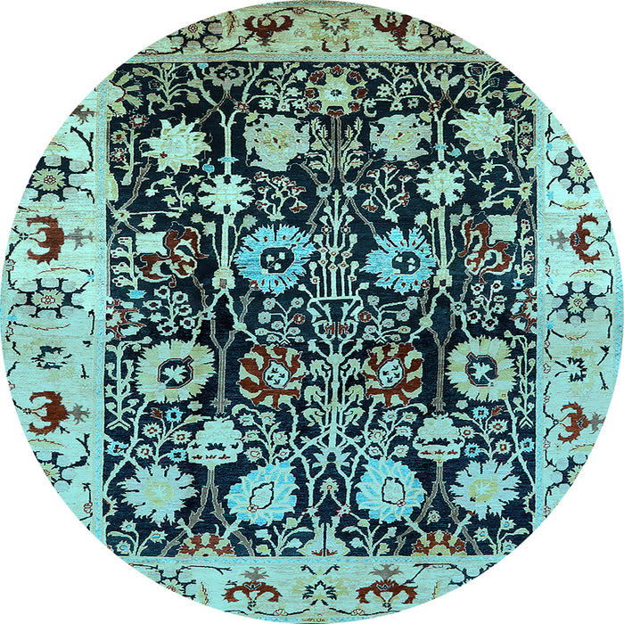 Round Oriental Light Blue Traditional Rug, urb534lblu