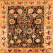 Square Machine Washable Oriental Orange Traditional Area Rugs, wshurb534org