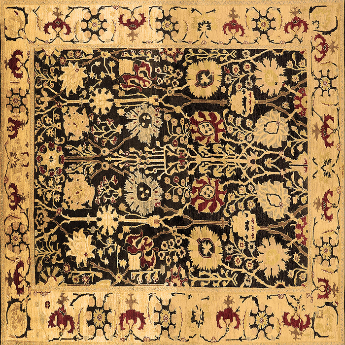 Square Oriental Brown Traditional Rug, urb534brn