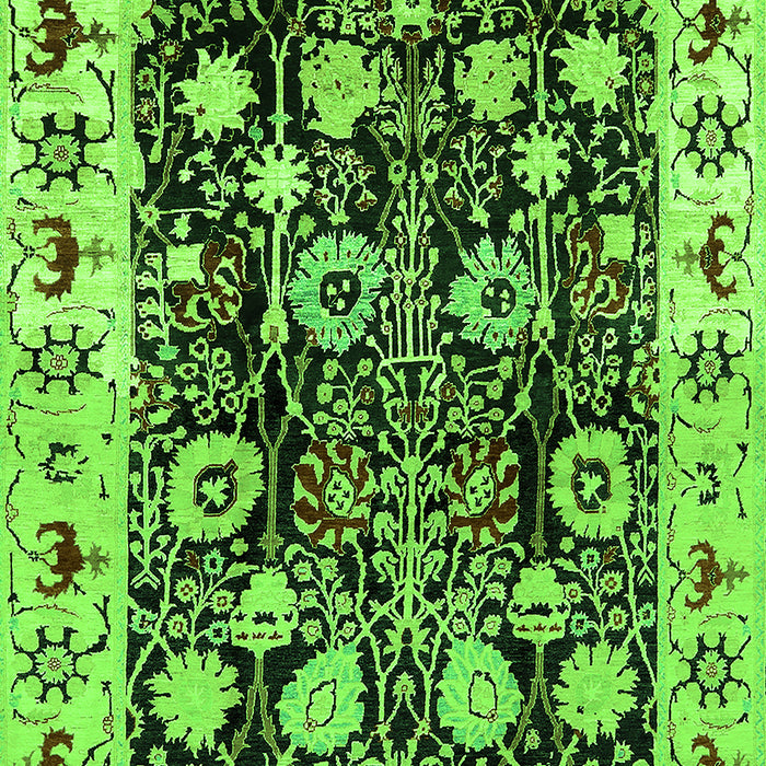 Machine Washable Oriental Green Traditional Area Rugs, wshurb534grn