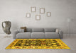 Machine Washable Oriental Yellow Traditional Rug in a Living Room, wshurb534yw