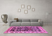 Machine Washable Oriental Pink Traditional Rug in a Living Room, wshurb534pnk