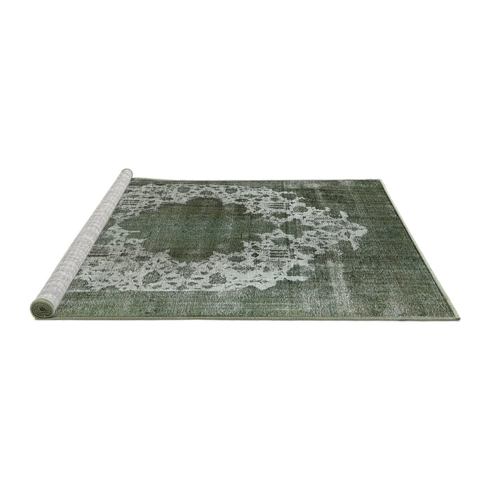 Sideview of Machine Washable Industrial Modern Dark Sea Green Rug, wshurb535