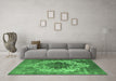 Machine Washable Oriental Emerald Green Industrial Area Rugs in a Living Room,, wshurb535emgrn