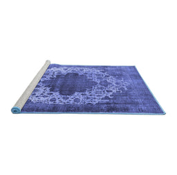 Sideview of Machine Washable Oriental Blue Industrial Rug, wshurb535blu