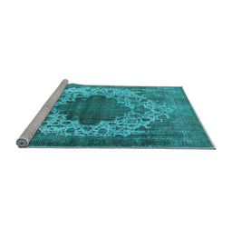 Sideview of Machine Washable Oriental Light Blue Industrial Rug, wshurb535lblu